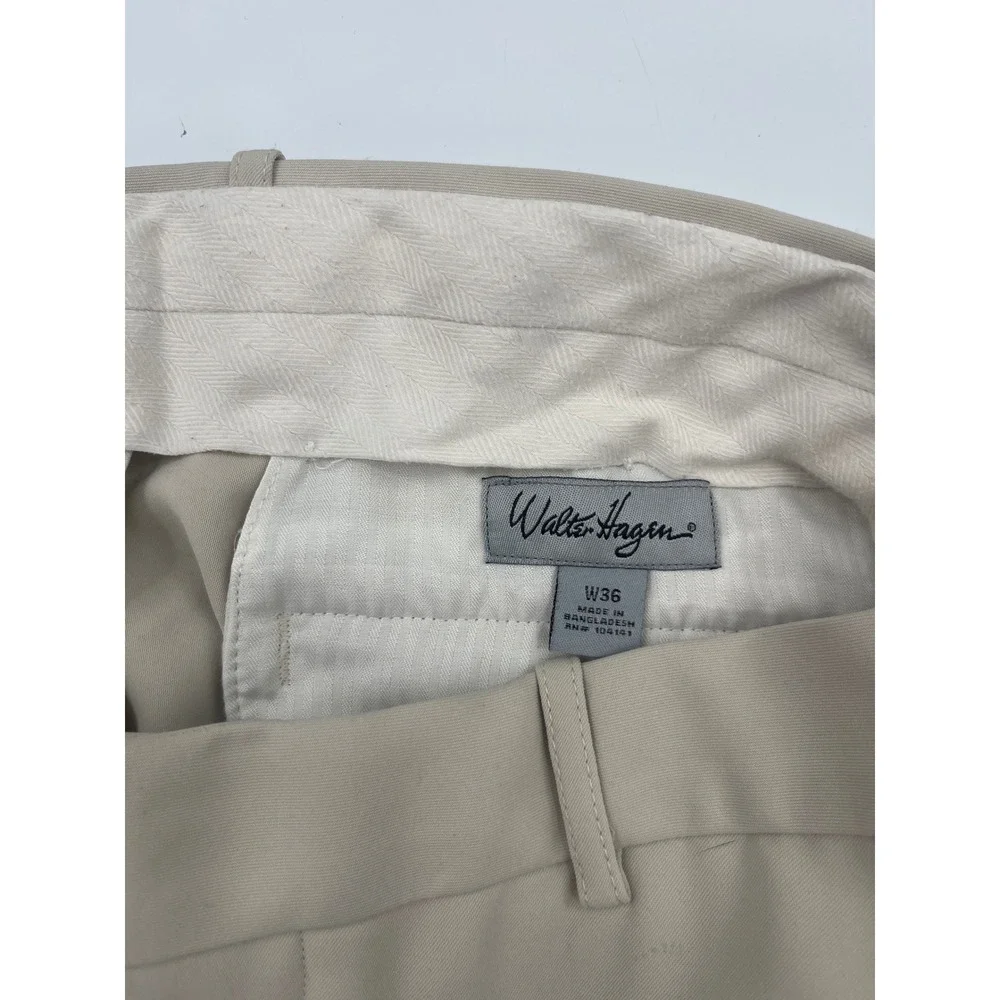 Walter‎ Hagen Mens Golf Shorts Khaki Tan Flat Front Performance Size 36